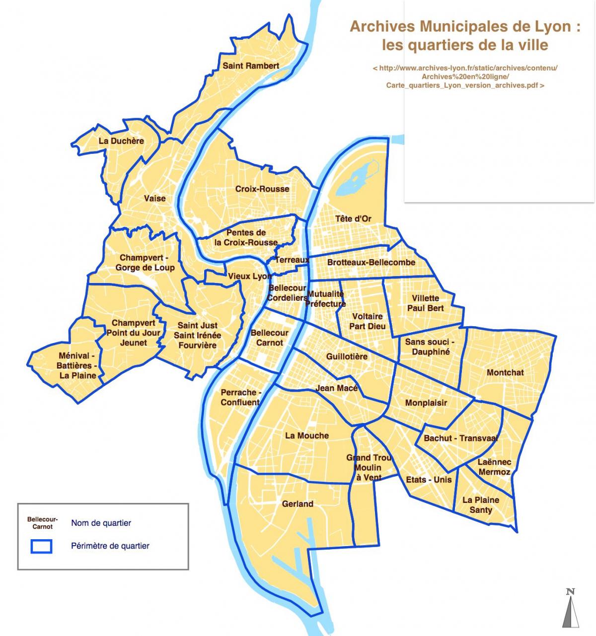 Карта районов Лиона