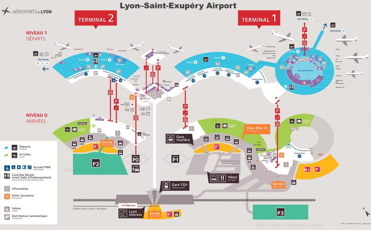 Карта терминалов аэропорта Лиона